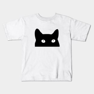 Peeking Black Cat Kids T-Shirt